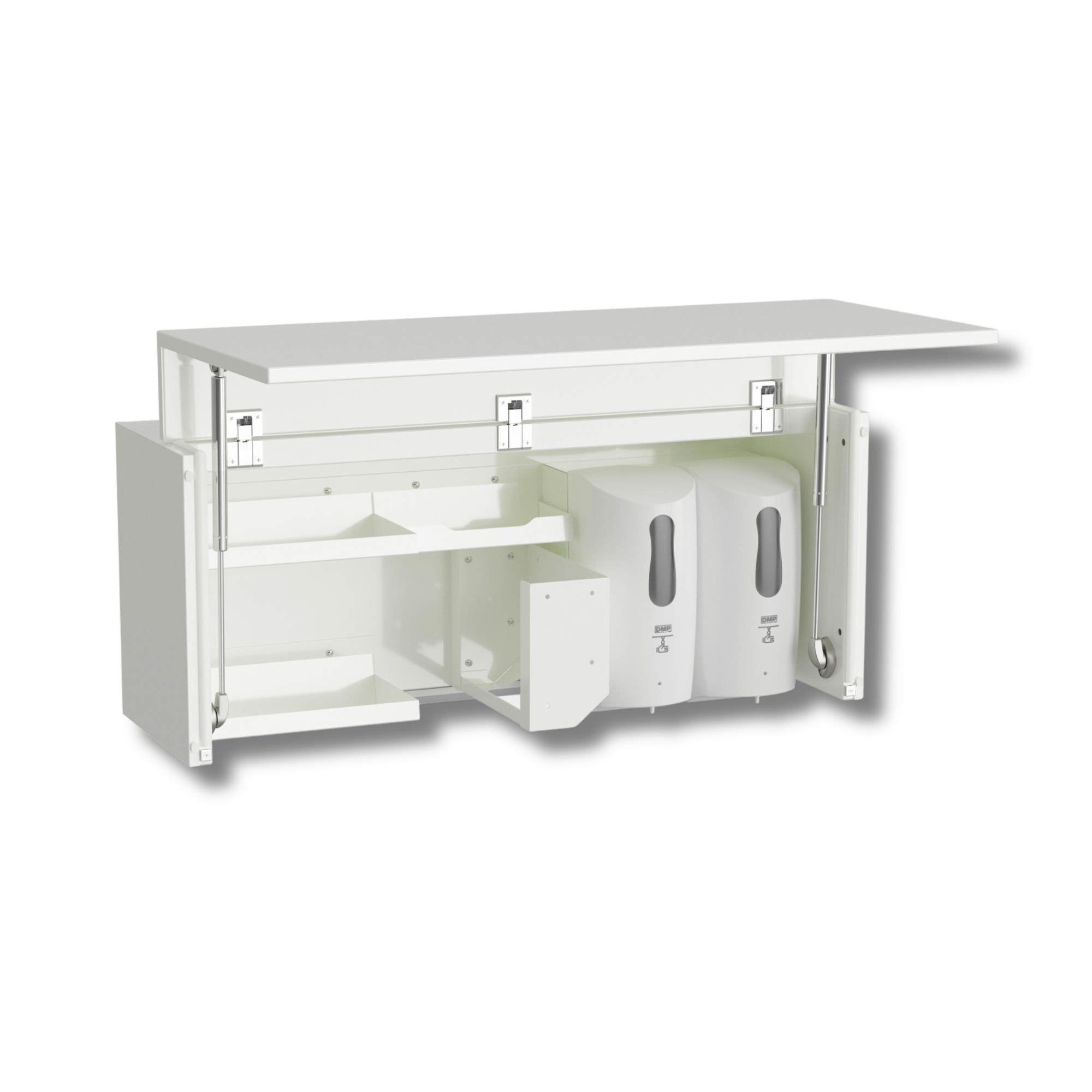 Hygieneschrank 75cm | Metall | weiß mit 2 Spendern