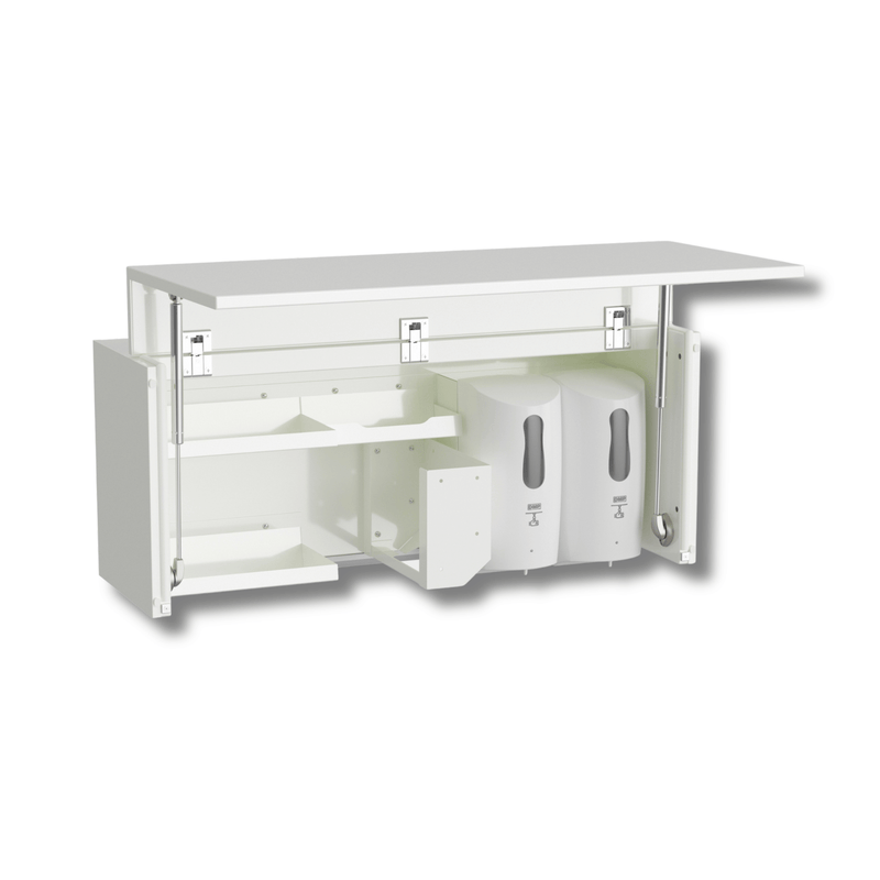 Hygieneschrank 75cm | Metall | weiß mit 2 Spendern