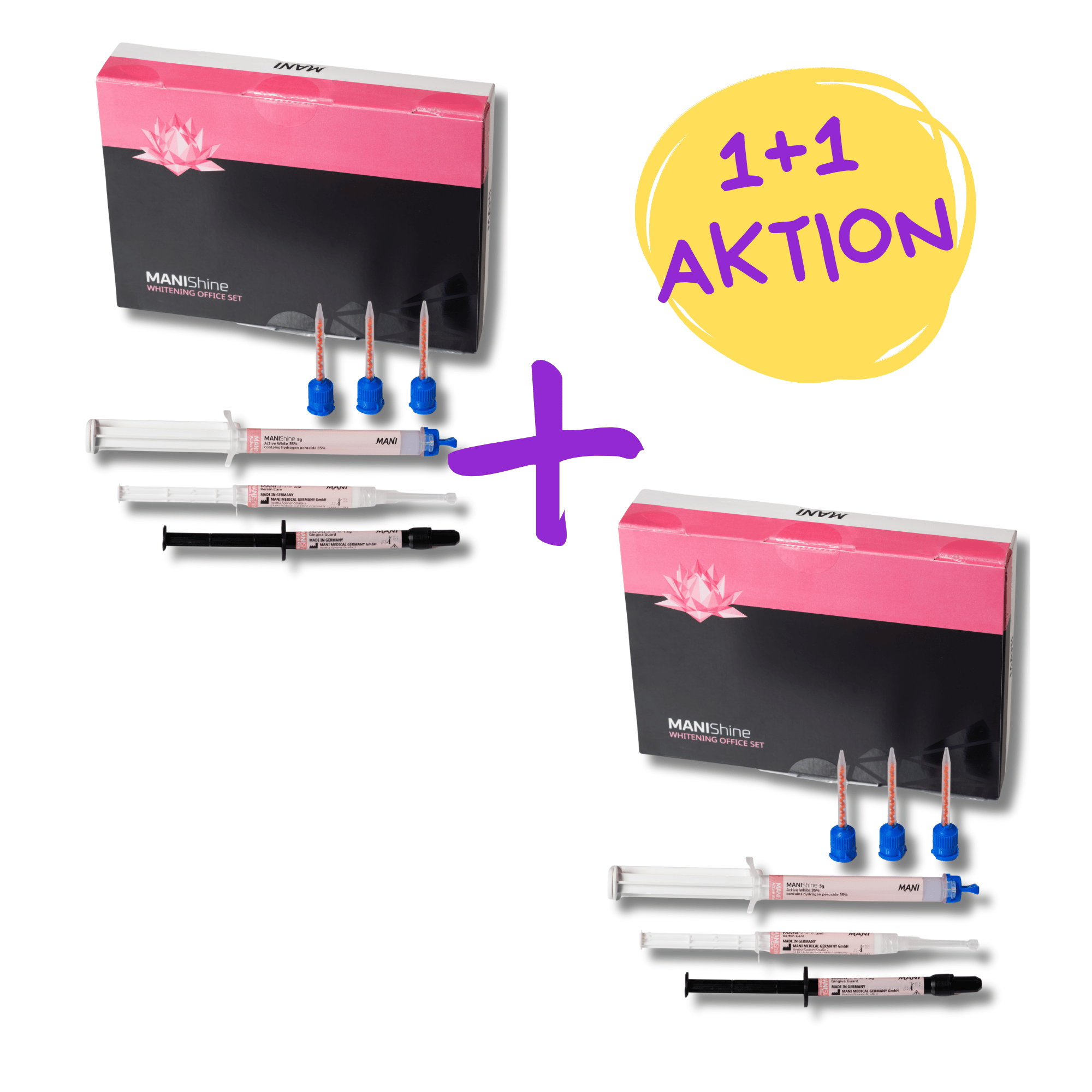 1+1 AKTION: MANIShine Whitening Office Set - Bleachingmaterial mit 35% Wasserstoffperoxid