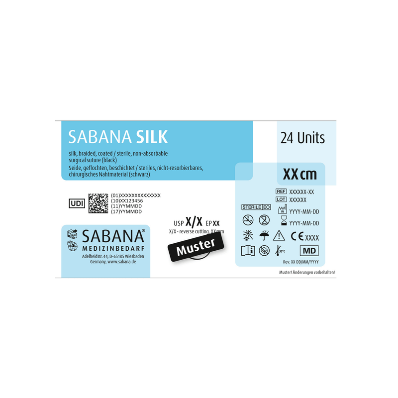 SABANA SILK Seide | Nicht-Resorbierbares Nahtmaterial | geflochten, schwarz, Kreis, Dreieck, Aussenschneidend | 24 Stück