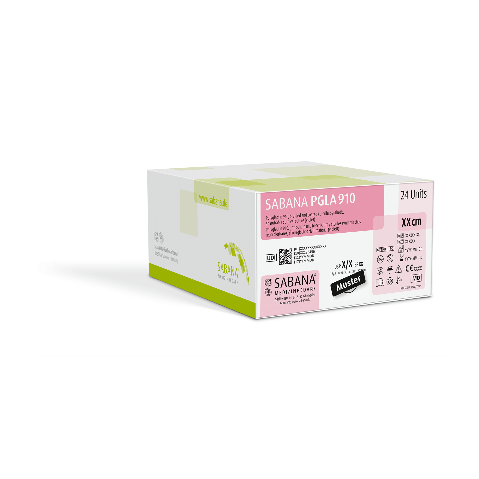 SABANA® PGLA 910 | Resorbierbares Nahtmaterial | violett, 3/8 Kreis, Dreieck, außenschneidend | 24 Stück