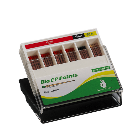 SureDent BIOKERAMIK-IMPRÄGNIERTE Guttapercha Spitzen | 60 Stück R25-R50 | für die Verwendung von RECIPROC®*