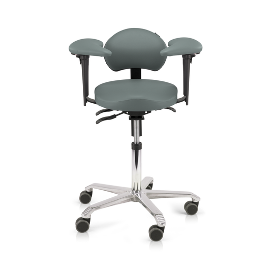 SCORE®Behandlerstuhl "Ergo Support" | Polstermaterial Stamskin® | Ergoshape-Sitzfläche | Grau