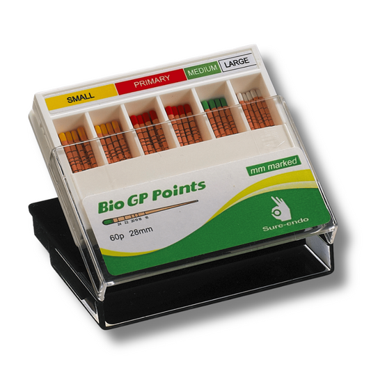 Sure Dent BIOKERAMIK-IMPRÄGNIERTE Guttapercha Spitzen | 60 Stück S-L | für WaveOne®* Gold®*