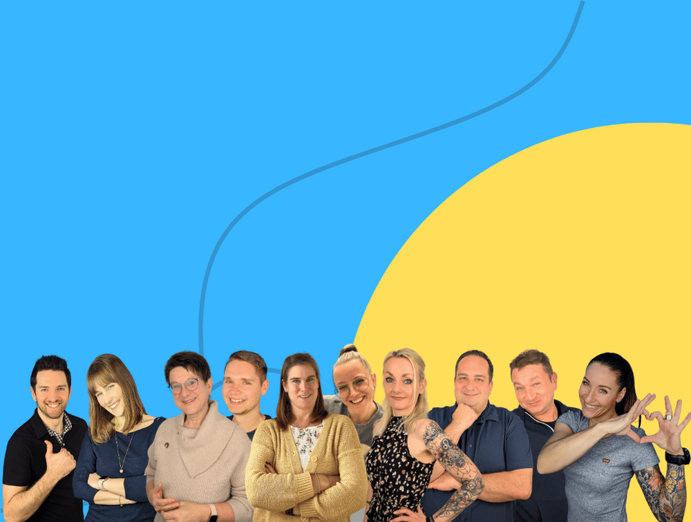 Teamfoto über uns
