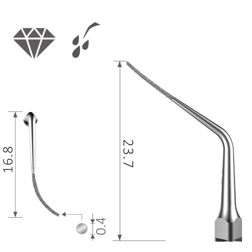 Ultraschallspitze diamantiert runde Spitze Perio rechtsläufig Furkationen Interdental Konkremente XP-P2RD PD2RD 2