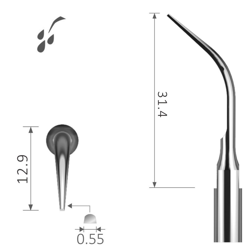Ultraschallspitze s1S SLIM halbrunde Kante supra-, sub- & interdental Zahnstein Gewindetyp wie Satelec* xp-s1S 2